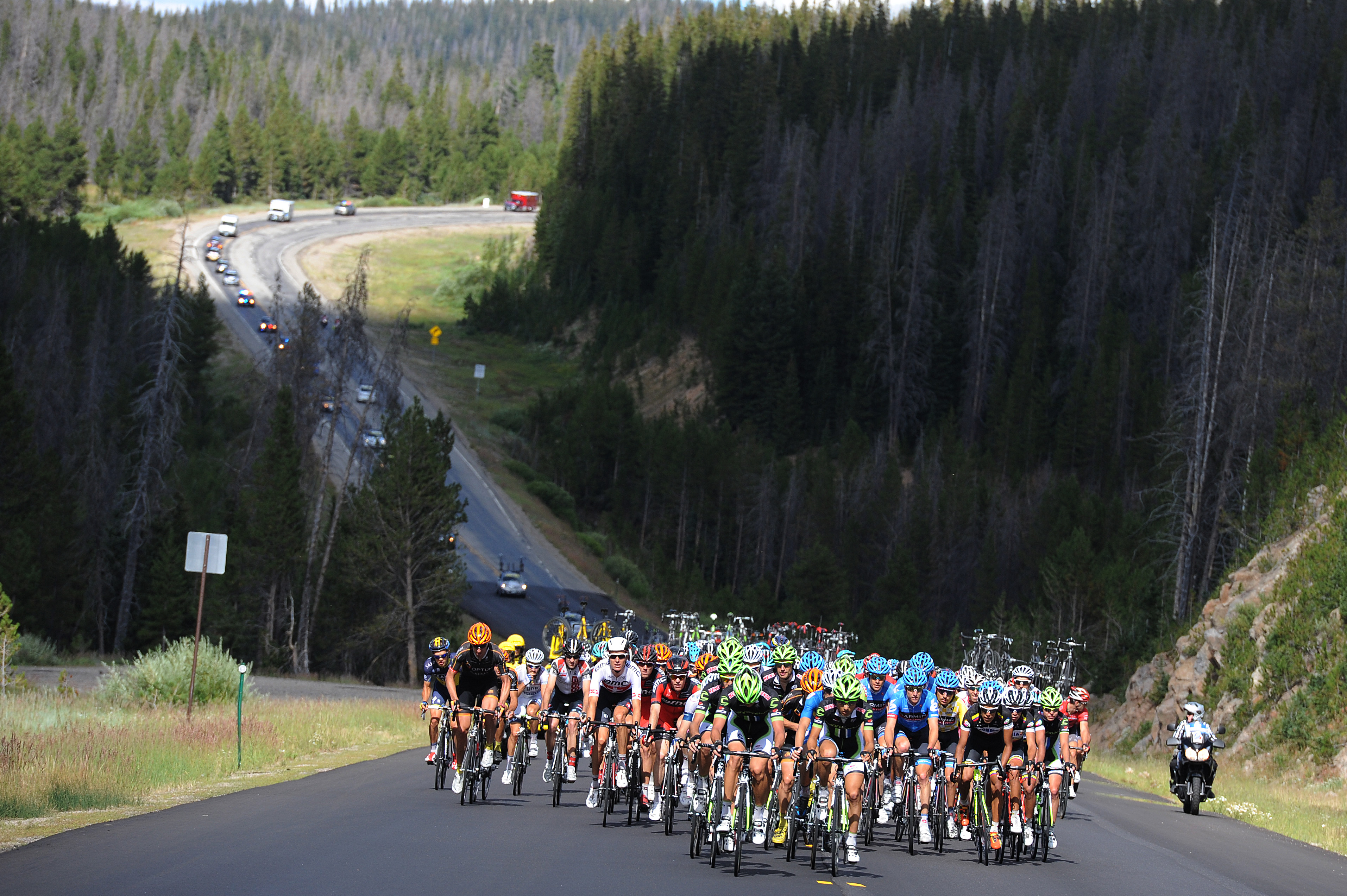 Getty Images. This year the peloton climbs Rabbit Ears Pass on Stage 2. With 2,967 feet of climbing, it is a beast.